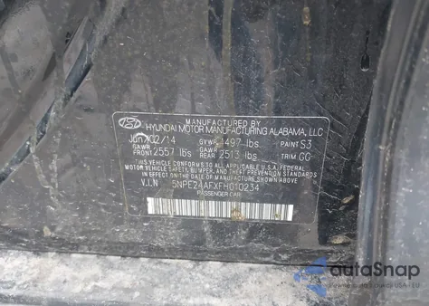 2015 Hyundai Sonata Se from USA, damaged, VIN 5NPE24AFXFH010234